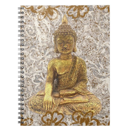 Gold Buddha Golden Floral Flowers Notitieboek (Voorkant)