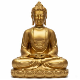Gold Buddha Meditating dhyana mudra 2D Statue Staand Fotobeeldje