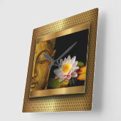 Gold Buddha met Lotus Flower Vierkante Klok (Hoek)