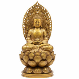 Gold Buddha on Lotus Flower 2D Statuette Statue Staand Fotobeeldje