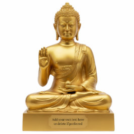 Gold Buddha Statue doing Abhaya Mudra 2D statuette Staand Fotobeeldje