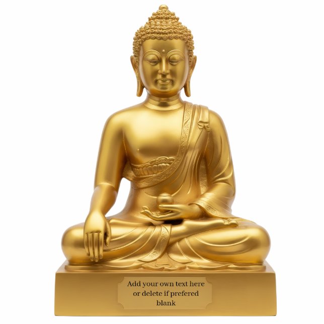 Gold Buddha Statue doing Bhumisparsha Mudra Staand Fotobeeldje (Voorkant)