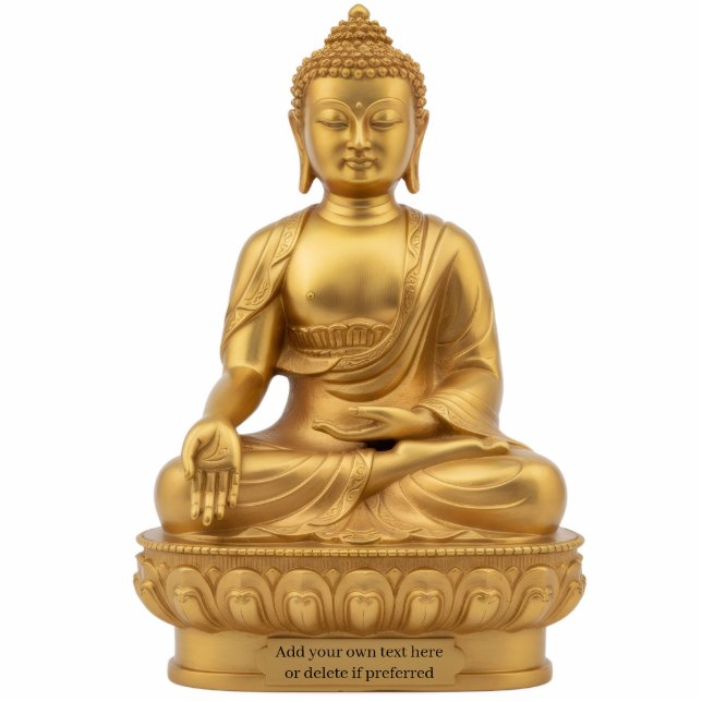 Gold Buddha Statue doing Varada Mudra 2D statuette Staand Fotobeeldje (Voorkant)