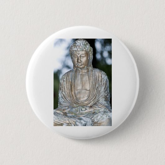 Gold Buddha Statue Ronde Button 5,7 Cm (Voorkant)