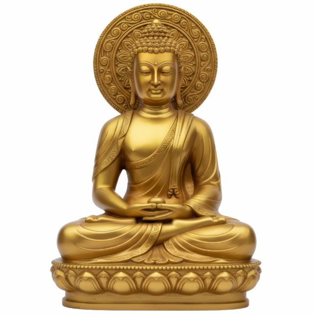 Gold Buddha with nimbus halo 2D Statue Staand Fotobeeldje (Voorkant)