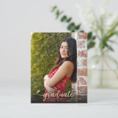 Gold Budget Foto Afstuderen Script Harten uitnodig (Staand voorkant)