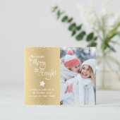 Gold Budget Photo Days Be Merry Bright Script Kaar (Staand voorkant)