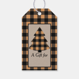 Gold Buffalo-kerstboom Cadeaulabel
