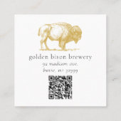 Gold Buffalo QR Code Brown Square Biz Card Vierkante Visitekaartje (Achterkant)