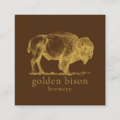 Gold Buffalo QR Code Brown Square Biz Card Vierkante Visitekaartje (Voorkant)