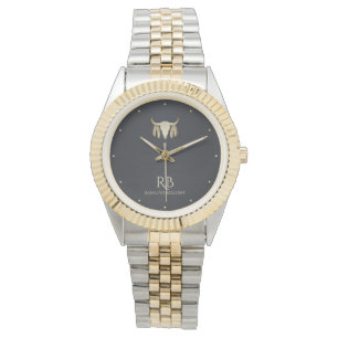 Gold Buffalo Skull Black Metallic Watch Horloge