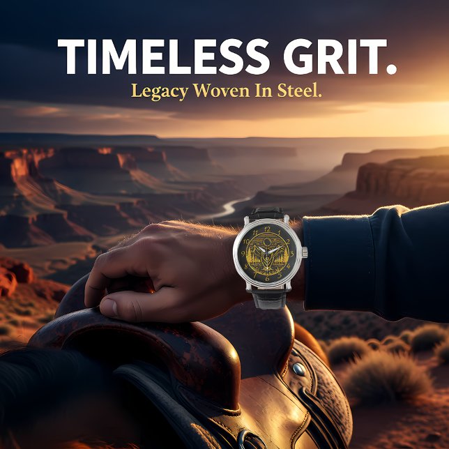 Gold Buffalo staat majestueus in de Natuur scene Horloge (Creator heeft geüpload)