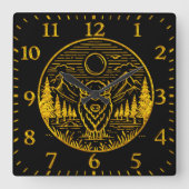 Gold Buffalo staat majestueus in de Natuur scene Vierkante Klok (Voorkant)