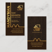 Gold Building Border Wood Textuur Handyman Visitekaartje (Voorkant / Achterkant)