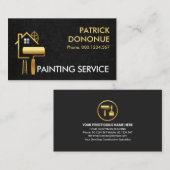 Gold Building Brush on Black Grunge Texture Visitekaartje (Voorkant / Achterkant)