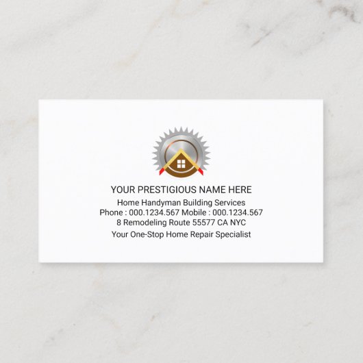 Gold Building Handyman Tools Lijst Visitekaartje (Achterkant)