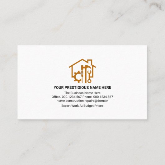 Gold Building Lijst Handyman Tools Visitekaartje (Achterkant)
