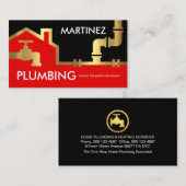 Gold Building Pipe Frame Plumber Service Visitekaartje (Voorkant / Achterkant)