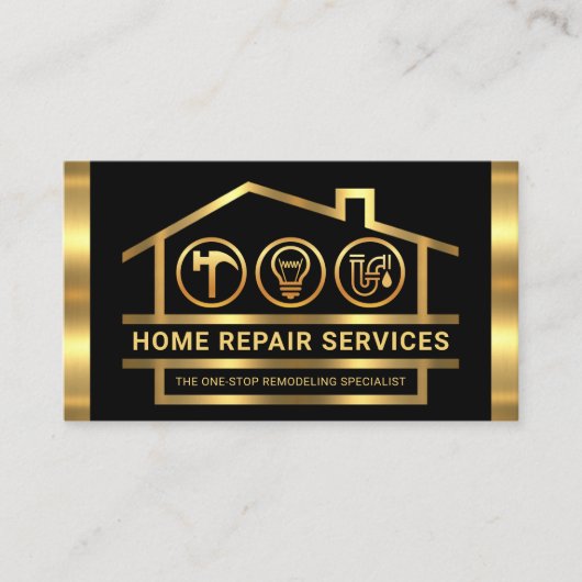 Gold Building Structure Handyman Tools Visitekaartje (Voorkant)