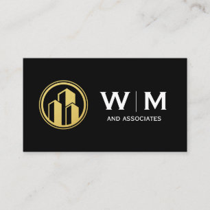 Gold Buildings Logo   Monogram Visitekaartje