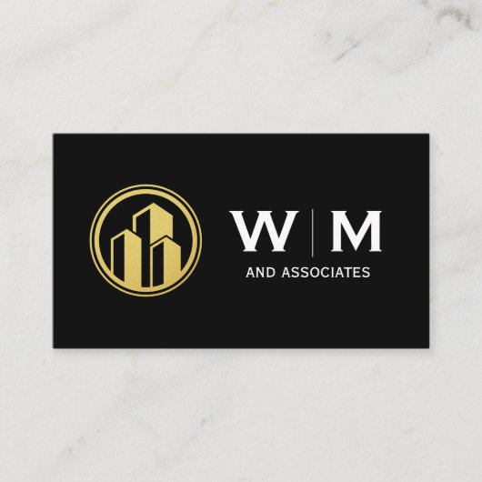 Gold Buildings Logo | Monogram Visitekaartje (Voorkant)