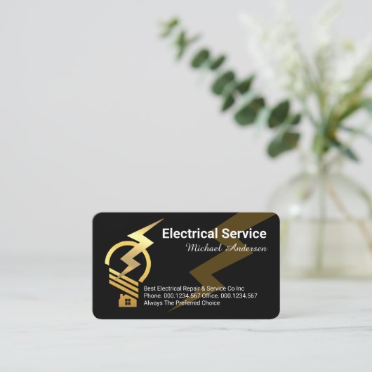 Gold Bulb Home Lightning Powered Visitekaartje (Staand voorkant)