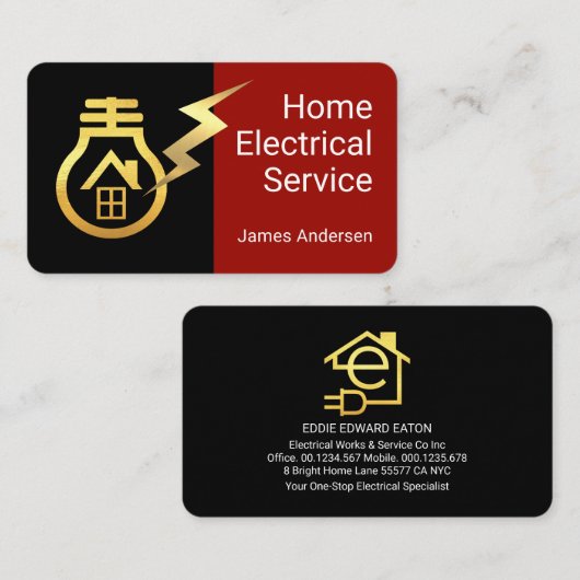 Gold Bulb Home Powered By Lightning Visitekaartje (Voorkant / Achterkant)