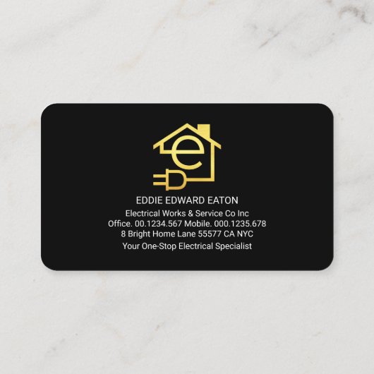 Gold Bulb Home Powered By Lightning Visitekaartje (Achterkant)