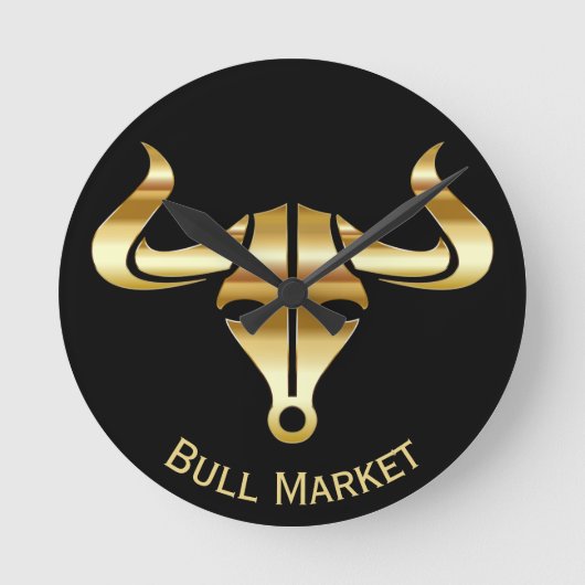 Gold Bull Bull Market Ronde Klok (Voorkant)