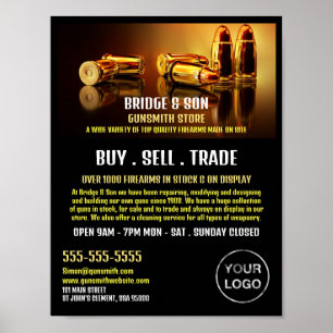 Gold Bullets, Gunsmith, Gunstore Adverteren Poster