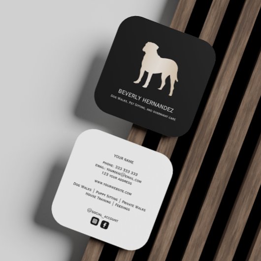 Gold Bullmastiff Dog Walker Trainer Puppy zittend Vierkante Visitekaartje