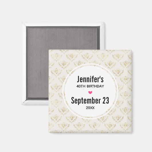 Gold Bumble met een kroonpatroon Save the Date Magneet (Voorkant / Achterkant)