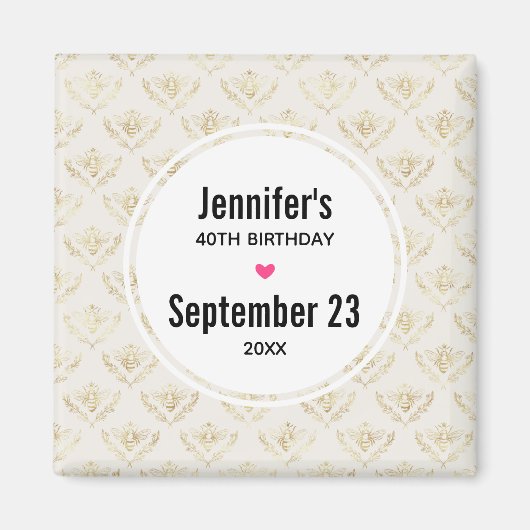 Gold Bumble met een kroonpatroon Save the Date Magneet (Voorkant)