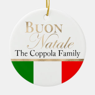 Gold Buon Natale Italiaanse vlag Kerstmis Keramisch Ornament