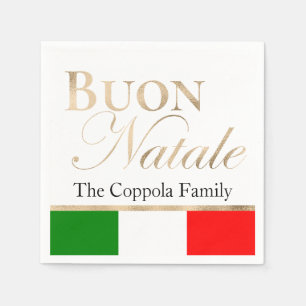Gold Buon Natale Italiaanse vlag Kerstmis Servet