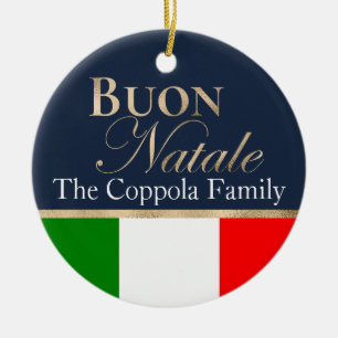 Gold Buon Natale Italiaanse Vlag Marine Blue Chris Keramisch Ornament