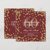 Gold Burgundy 60th Birthday Glitter Confetti Kaart (Voorkant / Achterkant)