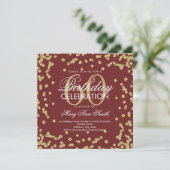 Gold Burgundy 60th Birthday Glitter Confetti Kaart (Staand voorkant)