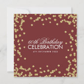Gold Burgundy 60th Birthday Glitter Confetti Kaart (Achterkant)