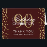 Gold Burgundy 90th Birthday Hartelijk dank Glitter<br><div class="desc">Elegant 90th Birthday Party Gold Faux Glitter Confetti Burgundy sjabloon. Eenvoudig te gebruiken en eenvoudig aan te passen. Bestel vandaag nog!</div>