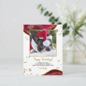 Gold Burgundy Agate Family of Pet Photo met Kerstm Feestdagenkaart (Staand voorkant)