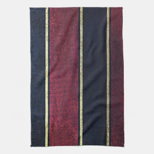 Gold Burgundy Black Stripe Kitchen Hand Towel Theedoek