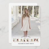 Gold Burgundy Blush Floral Letter Afstuderen Foto Kaart (Voorkant / Achterkant)