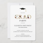 Gold Burgundy Blush Floral Letter Afstuderen Foto Kaart (Achterkant)