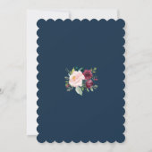 Gold Burgundy Blush Floral Navy Blue Wedding Kaart (Achterkant)