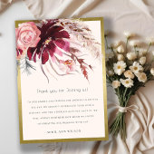 Gold Burgundy Blush Pampas Grass Wedding Bedankkaart