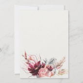 Gold Burgundy Blush Pampas Grass Wedding Bedankkaart (Achterkant)