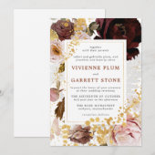 Gold Burgundy Blush Pink Floral Weddenschap Kaart (Voorkant / Achterkant)