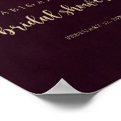 Gold Burgundy Calligraphy Vrijgezellenfeest Welcom Poster (Hoek)