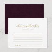 Gold Burgundy Calligraphy Wedding Advice Kaart (Voorkant / Achterkant)